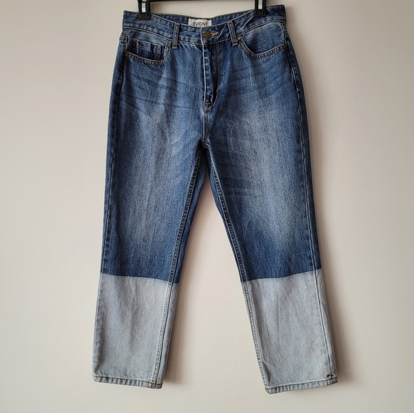 Evidnt Los Angeles Dip Dyed High Waist Flood Length Tapered Blue Jeans Sz 28 - Picture 13 of 15